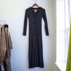 For Days Black Ribbed Button-Down Dress Size Small